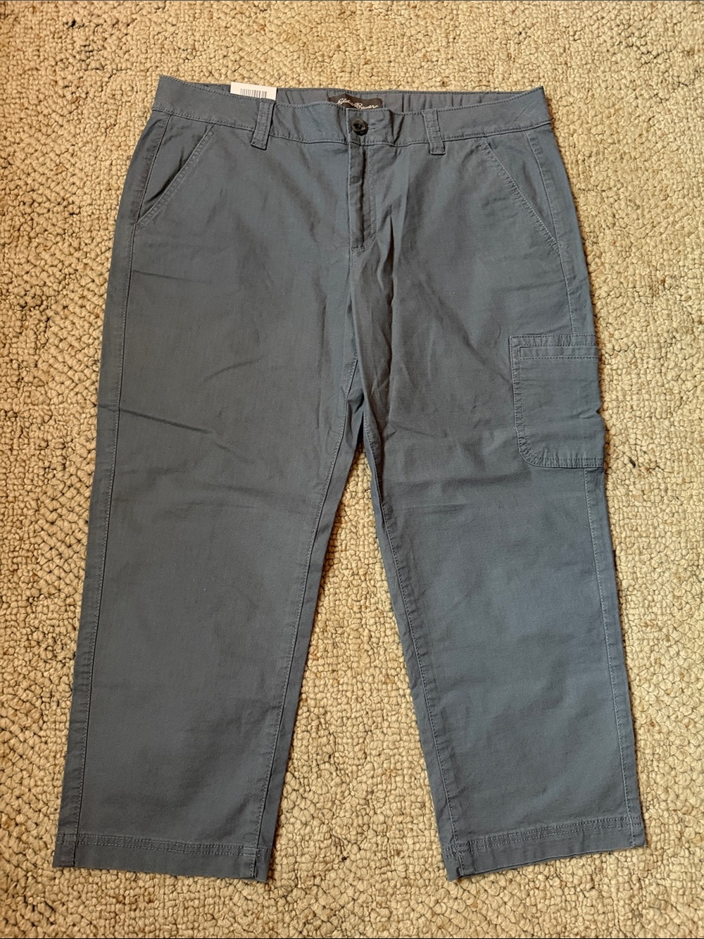 Eddie Bauer Women’s Slightly Curvy Capri Cargo Pants in Slate Blue